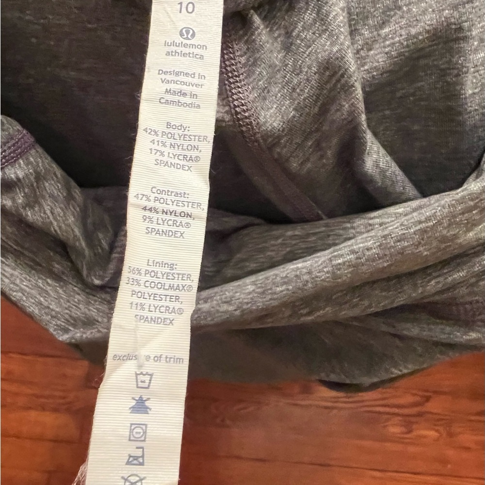 Lululemon Cropped Ruched Waist Band Grey Capri Leggings Women’s Sz 10 VHTF EUC - Picture 11 of 14